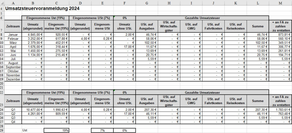 UStVA mit Excel